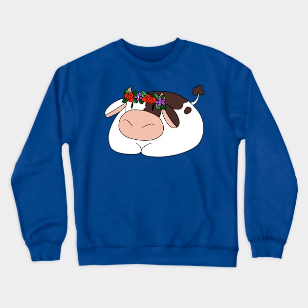 Flower Crown Cow Crewneck Sweatshirt by saradaboru